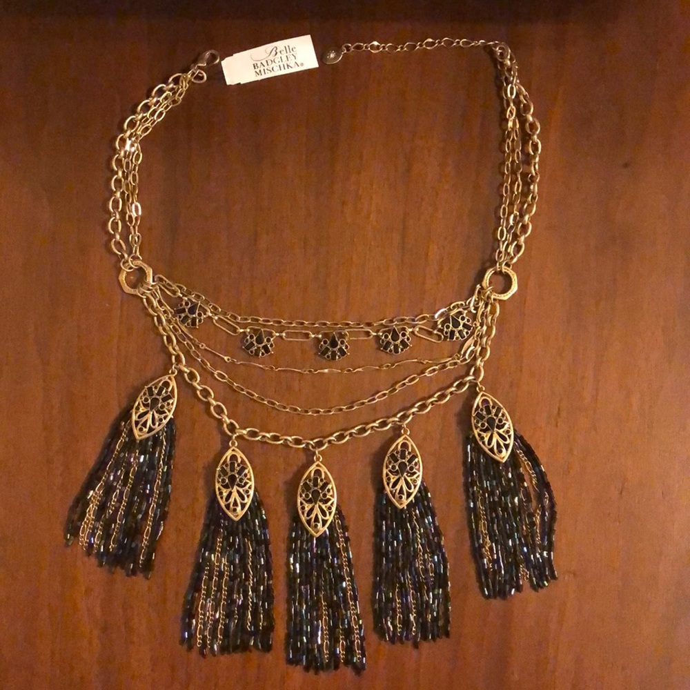 Badgley Mischka beaded tassel necklace
